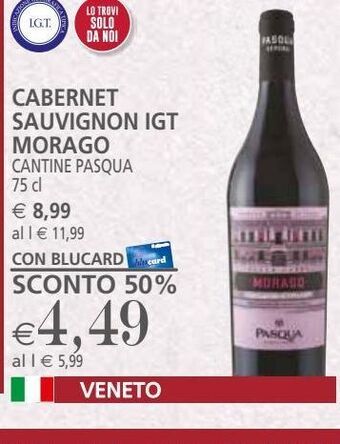 Cabernet sauvignon igt morago cantine pasqua 75 cl