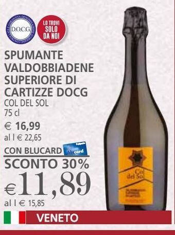Spumante valdobbiadene superiore di cartizze docg col del sol 75 cl