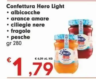 Confettura hero light albicocche cioliegie nere fragole pesche gr 280