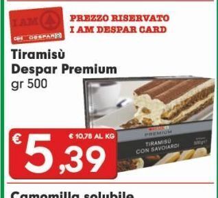 Despar Tiramisù despar premium gr 500 offerta