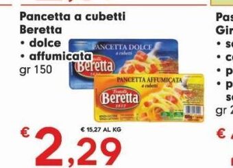 Pancetta a cubetti beretta dolce affumicata gr 150
