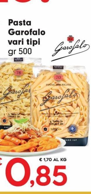 Eurospar Pasta garofalo vari tipi gr 500 offerta