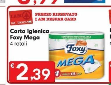 Despar Carta igienica foxy mega 4 rotoli offerta