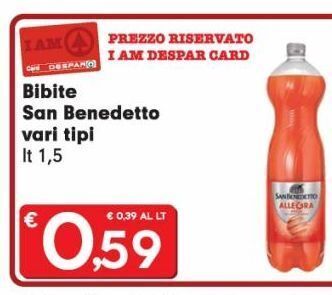 Despar Bibite san benedetto vari tipi lt 1.5 offerta