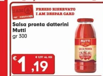 Despar Salsa pronta datterini mutti gr 300 offerta