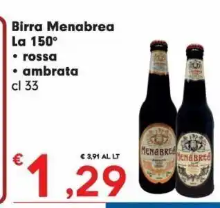 Despar Birra menabrea la 150 rossa ambrata cl 33 offerta
