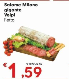 Eurospar Salame milano gigante volpi l'etto offerta