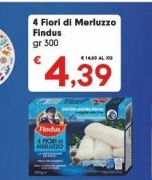 Eurospar 4 fiori di merluzzo findus gr 300 offerta
