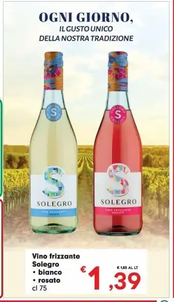 Eurospar Vino frizzante solegro bianco, rosato cl 75 offerta