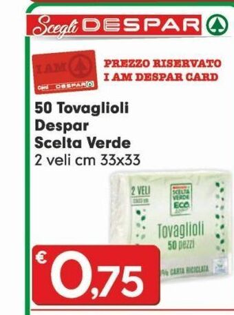 50 tovaglioli despar scelta verde 2 veli cm 33x33