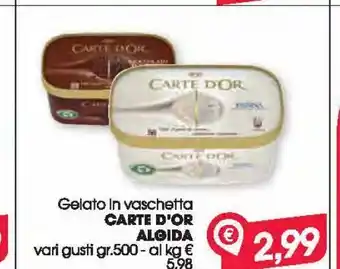 Despar Vaschetta di gelato carte d'or algida vari gusti gr 500 offerta