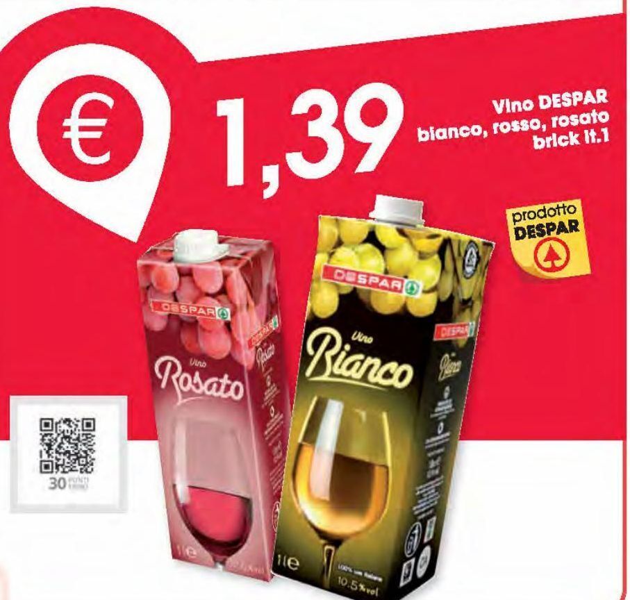 Despar Vino despar biacno , rosso , rosato brick lt 1 offerta