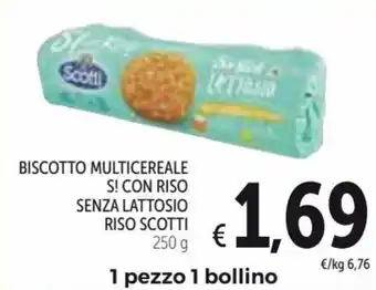 Spazio Conad Riso Scotti Biscotto Multicereale S! Con Riso Senza Lattosio 250 g offerta