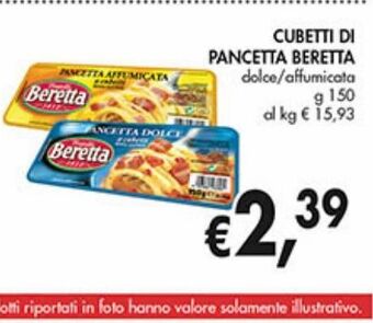 Pancetta a cubetti beretta dolce / affumicata gr 150