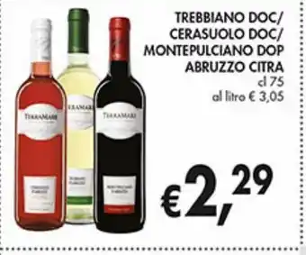 Supermercato Coal Trebbiano doc, cerasuolo doc, montepulciano doc abruzzo citra cl 75 offerta