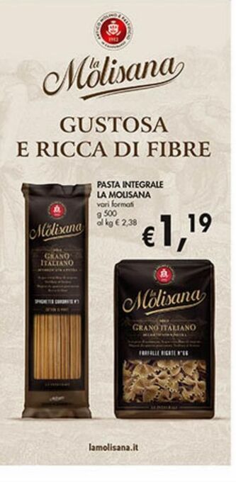 Supermercato Coal Pasta integrale la molisana vari formati g 500 offerta