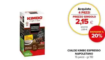 Oasi Cialde Kimbo Espresso Napoletano 15 pezzi - gr 110 offerta