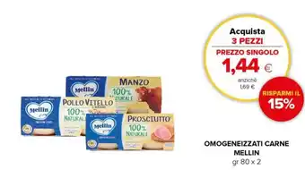 Oasi Mellin Omogeneizzati Carne gr 80 x 2 offerta