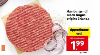 Lidl Hamburger di Black Angus origine Irlanda 180 g offerta