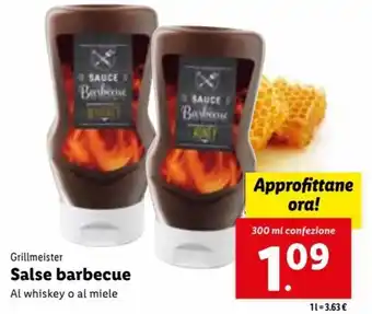 Lidl Grillmeister Salse barbecue Al whiskey o al miele 300 ml offerta