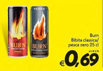 Iper Super Conveniente Burn Bibita classica/pesca zero 25 cl offerta