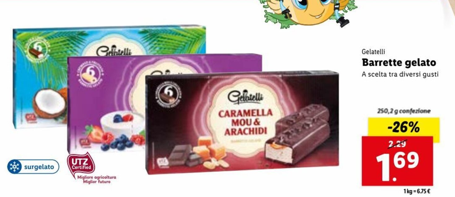 Gelatelli Barrette gelato 250,2 g offerta di Lidl