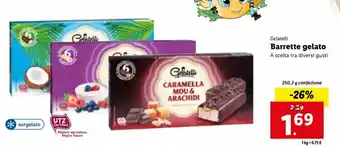 Lidl Gelatelli Barrette gelato 250,2 g offerta