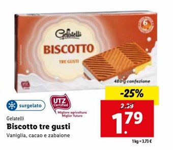 Lidl Gelatelli Biscotto tre gusti 480 g offerta