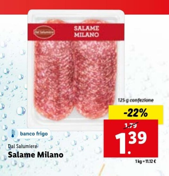 Dal Salumiere Salame Milano 125 g offerta di Lidl