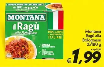Iper Super Conveniente Montana Ragù alla Bolognese 2 x 180g offerta