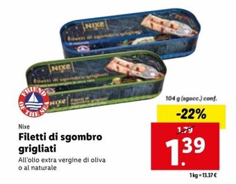 Lidl Nixe Filetti di sgombro grigliati 104 g offerta