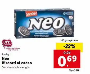 Lidl Sondey Neo Biscotti al cacao 180 g offerta