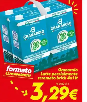 Iper Super Conveniente Granarolo Latte parzialmente Scremato brick 4x1lt offerta