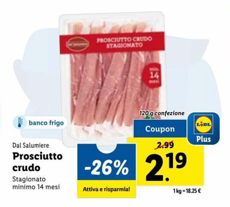 Dal Salumiere Prosciutto crudo 120 g offerta di Lidl