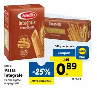 Lidl Barilla Pasta integrale 500 g offerta