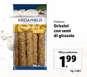 Lidl Erdanous Grissini on semi di girasole 400 g offerta