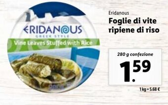 Eridanous Foglie di vite ripiene di riso 280 g