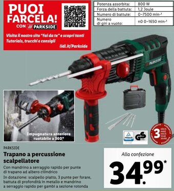Lidl Parkside Trapano a percussione scalpellatore offerta