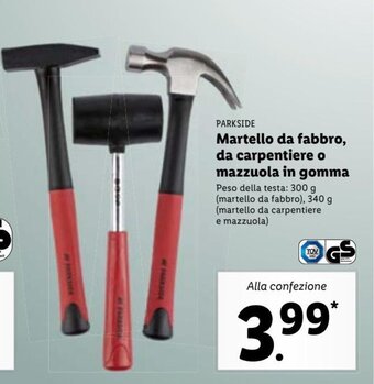 Lidl Parkside Martello da fabbro, da carpentiere o mazzuola in gomma offerta
