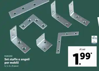 Lidl Parkside Set staffe o angoli per mobili 4,5, 6, o 8 pezzi offerta