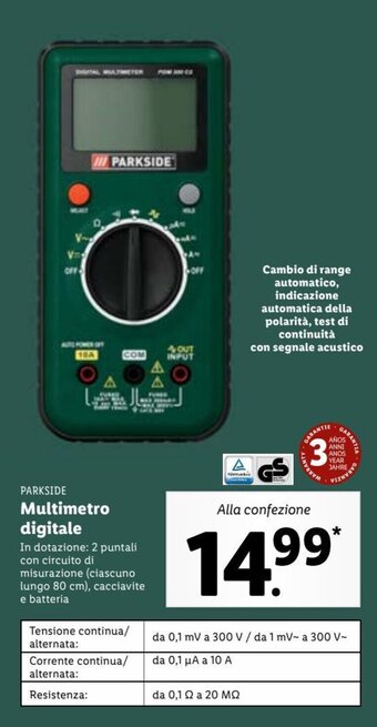 Lidl Parkside Multimetro digitale offerta