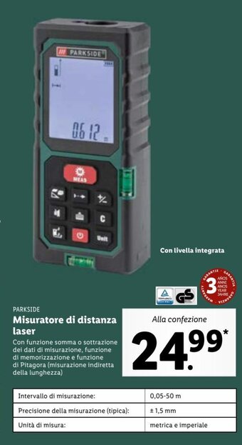 Lidl Parkside Misuratore di distanza laser offerta