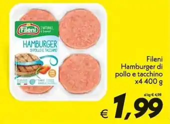 Fileni Hamburger di pollo e tacchino x4 400g