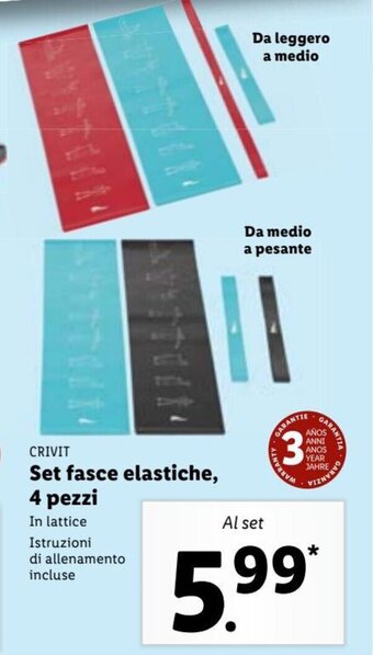 Lidl Crivit Set fasce elastiche, 4 pezzi offerta