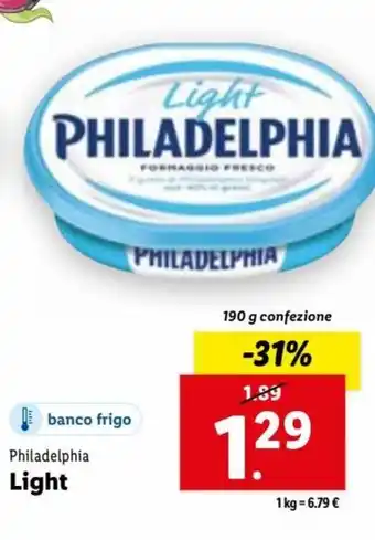 Lidl Philadelphia Light 190 g offerta
