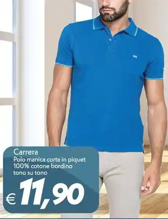 Carrera Polo manica corta in piquet 100% cotone bordino tono su tono