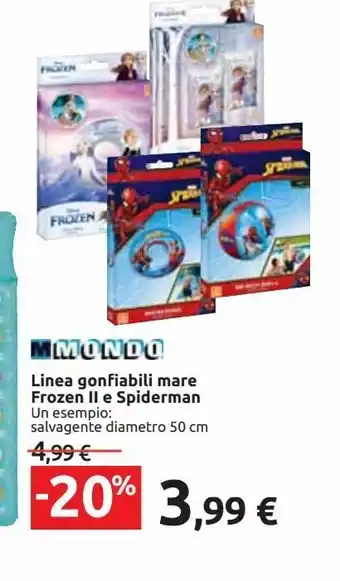 Linea gonfiabili mare frozen ii e spiderman