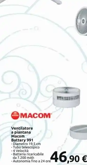 Carrefour Iper Ventilatori a piantana macom battery 991 offerta