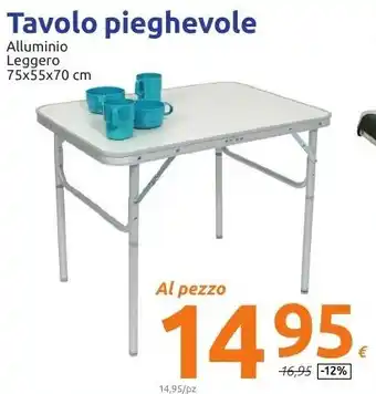Action Tavolo pieghevole Alluminio Leggero 75x55x70 cm offerta