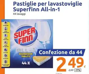 Action Superfinn All-in-1 Pastiglie per lavastoviglie 44 lavaggi offerta